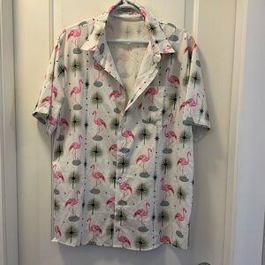 💥4 for $25💥 Hawalili mens short sleeve pink flamingo shirt